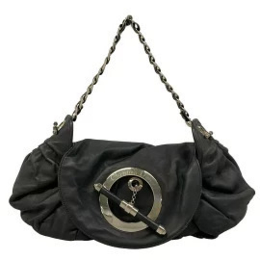 Christian Dior Jazz Club Shoulder Bag Black Leather
